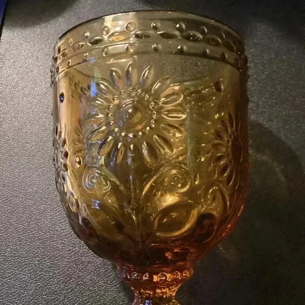 Vintage Wine Glass Goblets Gold Amber Color set of 2 for $25, set of 4 for $40